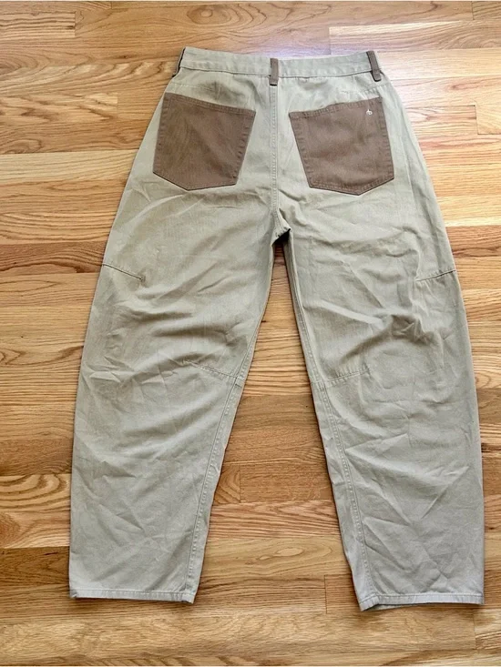 Rag And Bone Light Tan Charlie Cotton Cropped Two Tone Pants - Picture 5 of 14